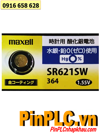 Maxell SR621SW, Pin đồng hồ 1.55v Silver Oxide Maxell GOLD SR621SW - Pin 364 (pin được mạ I-ON vàng)